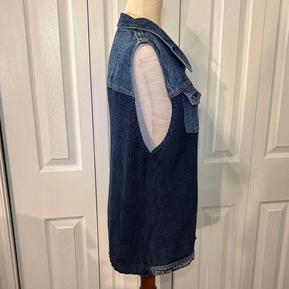 PBJ Blues Denim & Knit Best Women’s Size XL Blue Snap Front - Picture 4 of 9